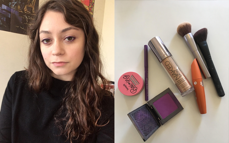 Me, unamused, and all the stuff I put on my face